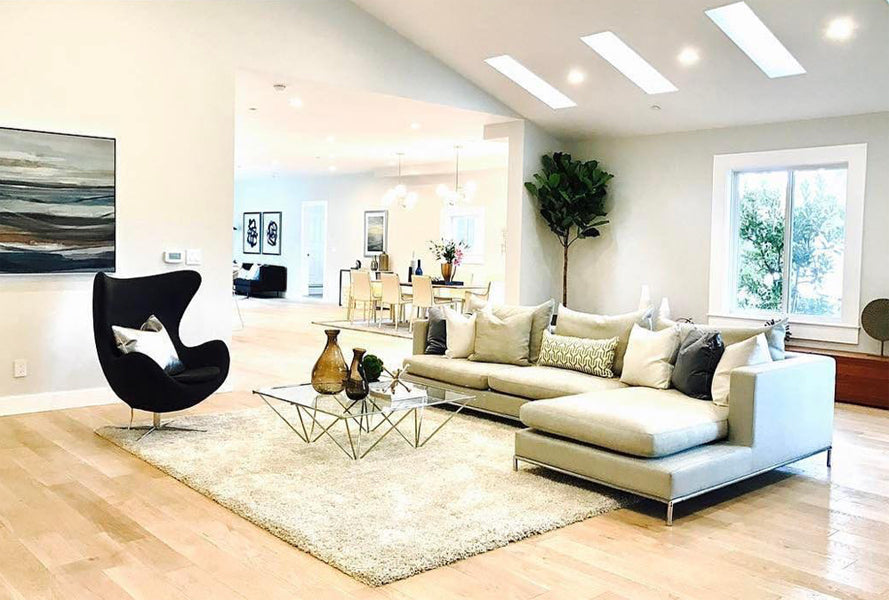 Simena Sectional Sofa by SohoConcept, showing right hand face sectional sofa in live shot.