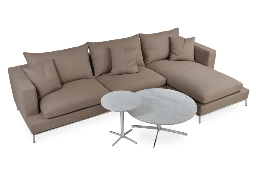 Simena Sectional Sofa by SohoConcept, showing right hand face sectional sofa with table.