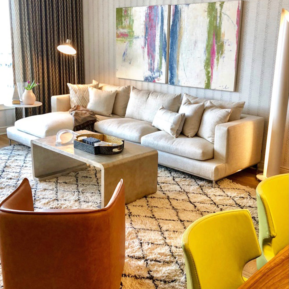 Simena Sectional Sofa by SohoConcept, showing left hand face sectional sofa in live shot.
