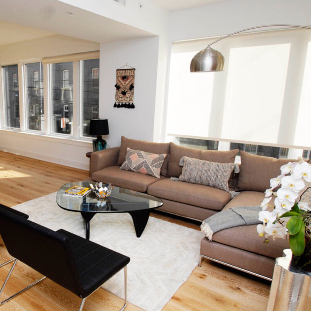 Simena Sectional Sofa by SohoConcept, showing right hand face sectional sofa in live shot.