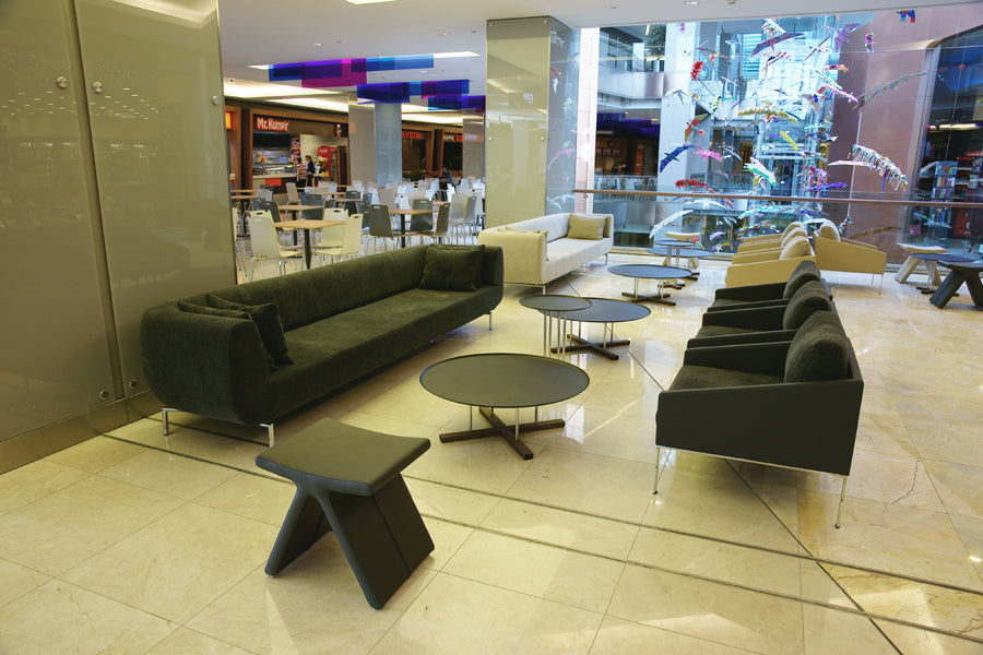 Sini Round Coffee Table by B&T, showing sini round coffee tables in live shot.