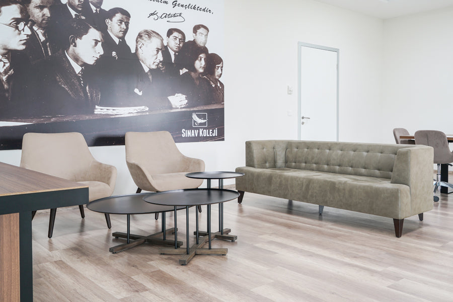 Sini Round Coffee Table by B&T, showing sini round coffee tables in live shot.
