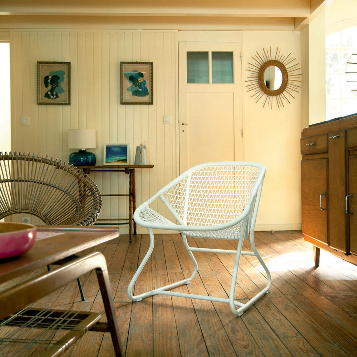 Sixties Armchair by Fermob, showing front view of the armchair in the live shot.