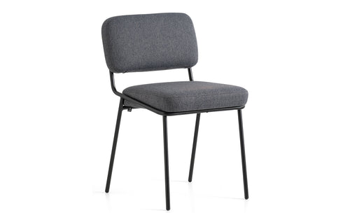 Sixty Chair by Connubia - Matt Black Metal Frame, Black Cros Upholstery.