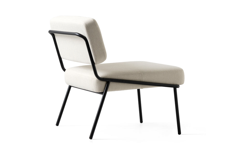 Sixty Lounge Chair by Connubia, showing back view of sixty lounge chair in matt black metal frame/sand cros upholstery.