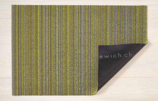 Skinny Stripe Shag Floor Mat by Chilewich - Citron Stripe Weave.