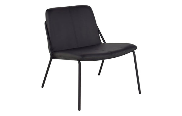 Sling Lounge Chair by m.a.d. - Black Steel Base with Black PU Eco-Leather.