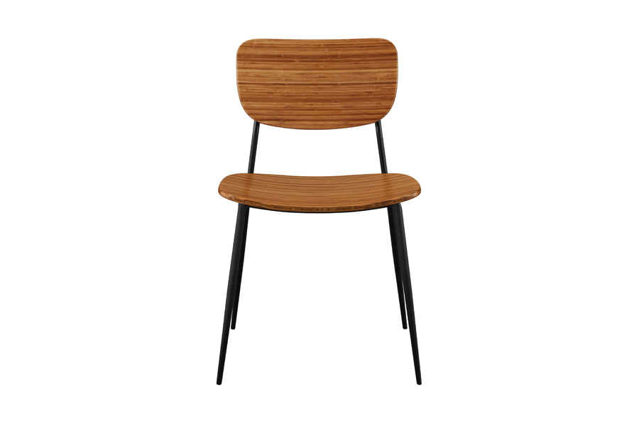 Soho Amber Dining Chair by Greenington, showing front view of soho amber dining chair in amber wood.