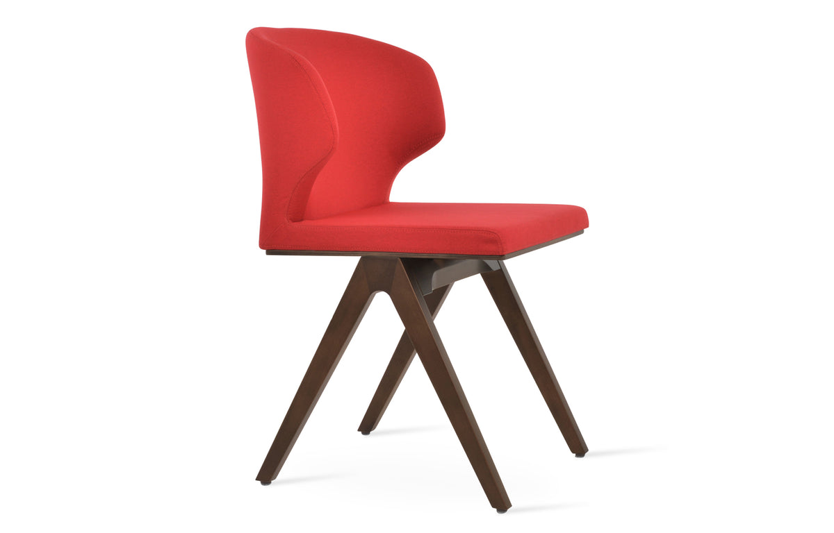 Amed Fino Wood Chair by SohoConcept - Beech Wood Walnut Finish, Camira Era Red Fabric