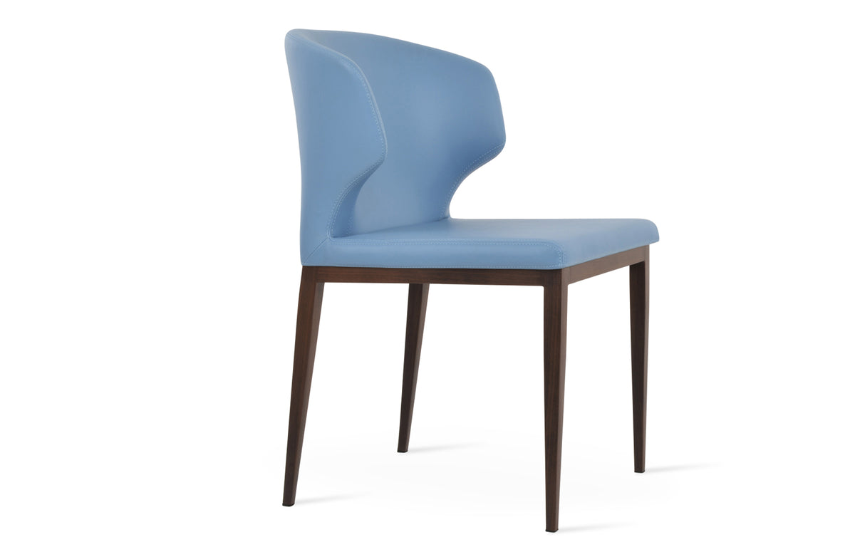 Amed MW Dining Chair by SohoConcept - Walnut Veneer, Blue Leatherette