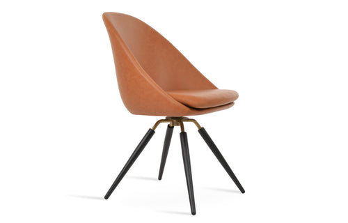 Avanos Carrot Swivel Dining Chair by SohoConcept - Black Powder & Brass, Caramel PPM-FR.