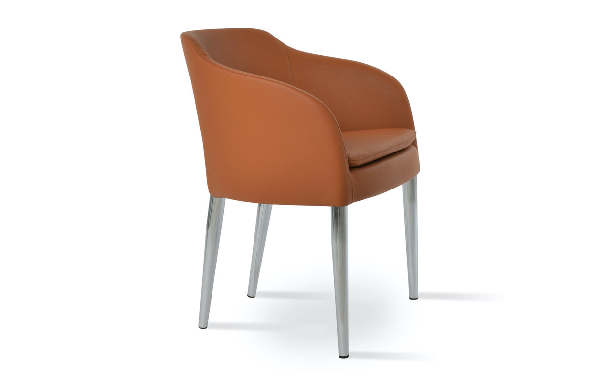 Buca Metal Dining Armchair by SohoConcept - Caramel Genuine Leather