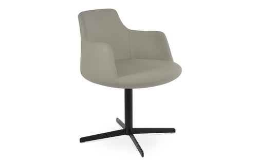 Dervish 4 Star Swivel Chair by SohoConcept - Memory Swivel Black, Light Grey Leatherette.