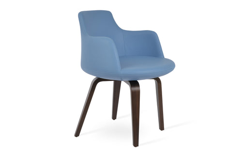 Dervish Plywood Chair by SohoConcept - American Walnut Veneer, Blue Leatherette.