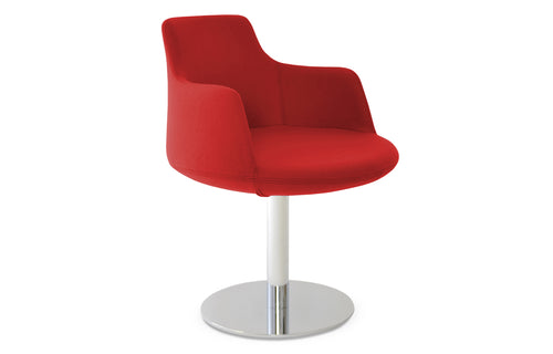 Dervish Round Swivel Chair by SohoConcept - Polished Stainless Steel, Camira Blazer Candy Apple Red Wool.