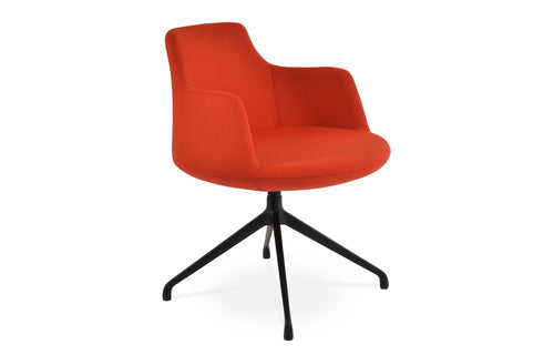 Dervish Spider Swivel Chair by SohoConcept - Aluminum Black, Camira Blazer Orange Wool.