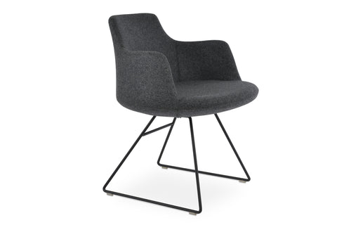 Dervish Wire Chair by SohoConcept - Black Powder Wire Base, Camira Blazer Dark Grey Wool.