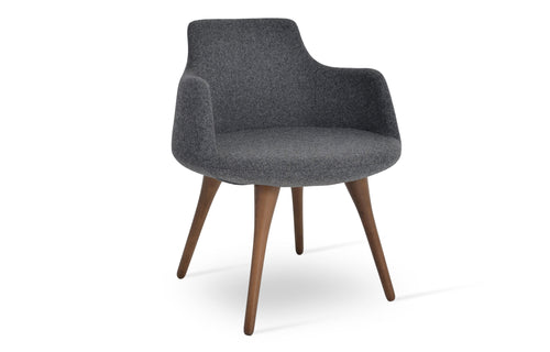 Dervish Wood Dining Chair by SohoConcept - Camira Blazer Dark Grey Wool.