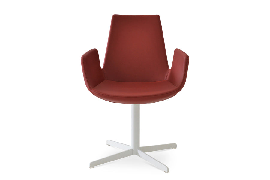 Eiffel Arm 4 Star Swivel Chair by SohoConcept, showing front view in dark red ppm with white powder base.