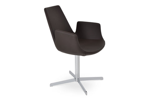 Eiffel Arm 4 Star Swivel Chair by SohoConcept - Chrome, Brown PPM.