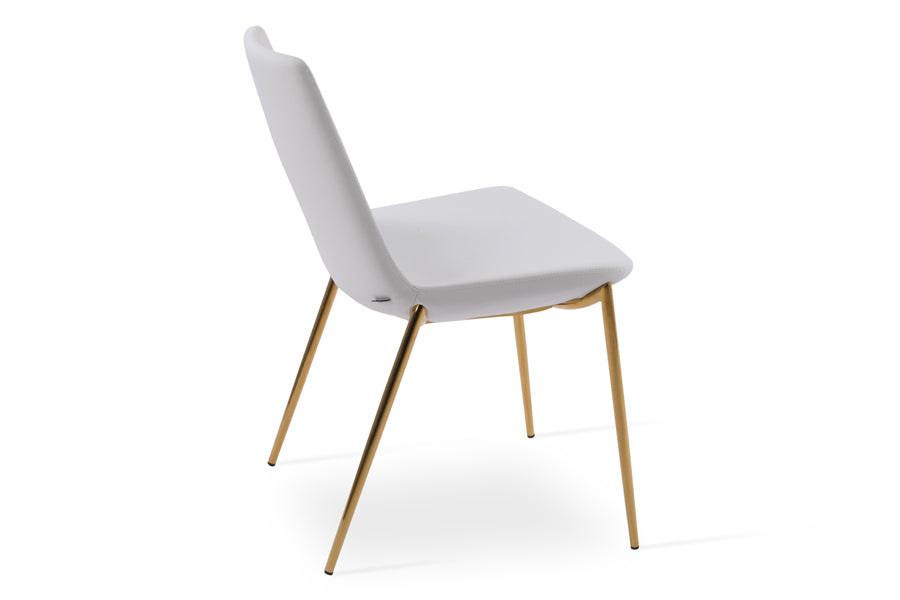 Eiffel Classy Chair by SohoConcept, showing angle view in white ppm with gold color base.