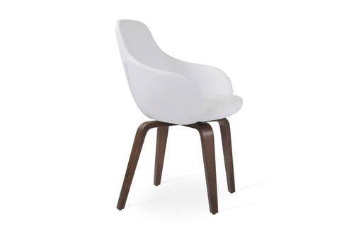 Gazel Arm Plywood Chair by SohoConcept - American Walnut Veneer, White Leatherette