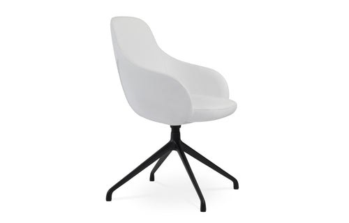 Gazel Arm Spider Swivel Chair by SohoConcept - Black Aluminum, White Leatherette