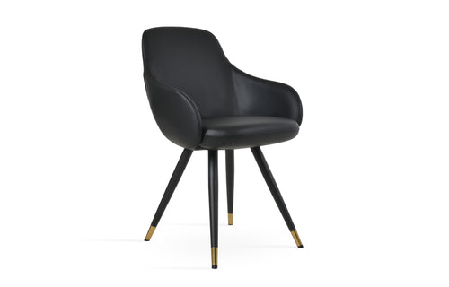 Gazel Arm Star Chair by SohoConcept - Black Powder Steel with Gold Brass Ring, Black Leatherette