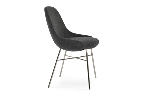 Gazel Cross Chair by SohoConcept - Polished Stainless Steel, Camira Blazer Dark Grey Wool.