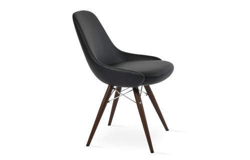 Gazel MW Dining Chair by SohoConcept - Walnut Veneer Steel, Black Leatherette.