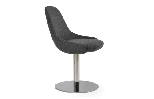 Gazel Round Swivel Chair by SohoConcept - Brushed Stainless Steel, Camira Blazer Dark Grey Wool