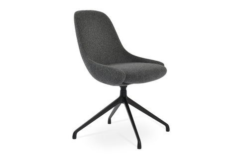 Gazel Spider Swivel Chair by SohoConcept - Black Aluminum, Camira Blazer Dark Grey Wool