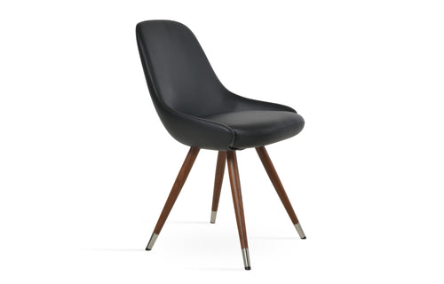 Gazel Star Chair by SohoConcept - Walnut Veneer Steel with Stainless Steel Ring, Black Leatherette.