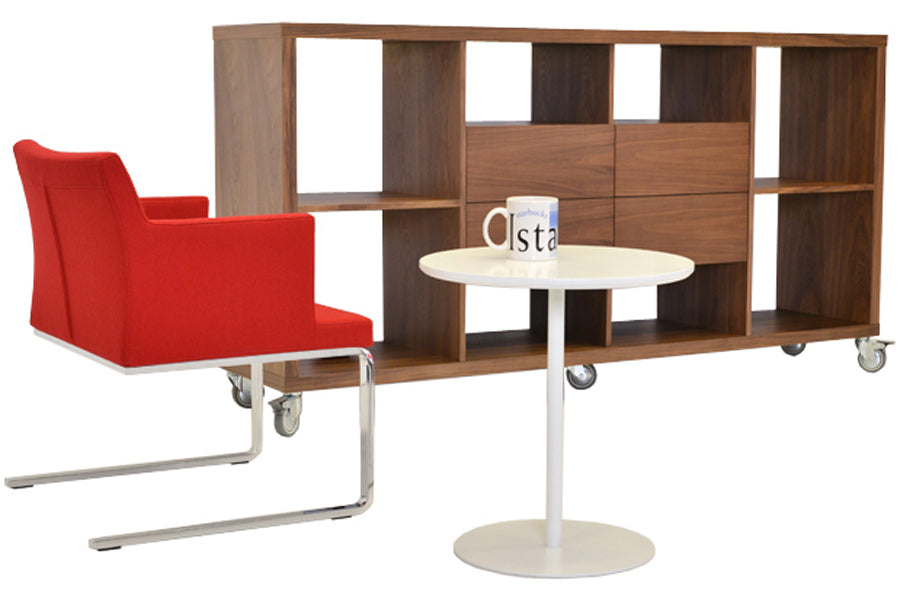 Soho Flat Dining Arm Chair by SohoConcept, shown in red wool.