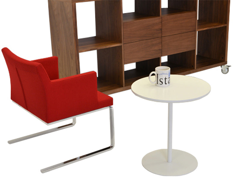 Soho Flat Dining Arm Chair by SohoConcept, showing side view of the chair.