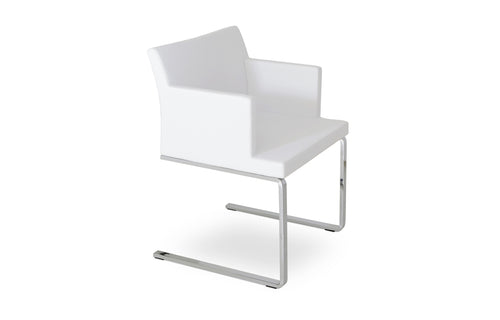 Soho Flat Dining Arm Chair by SohoConcept - White Leatherette.