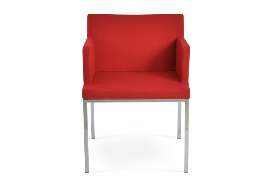 Soho Metal Arm Chair by SohoConcept, showing front view of metal arm chair.