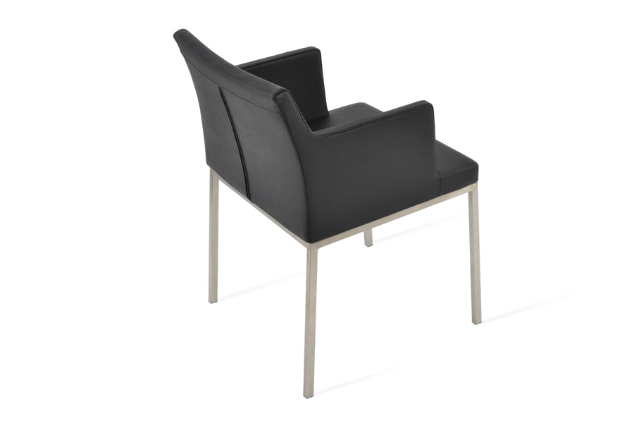 Soho Metal Arm Chair by SohoConcept, showing back angle view of metal arm chair.