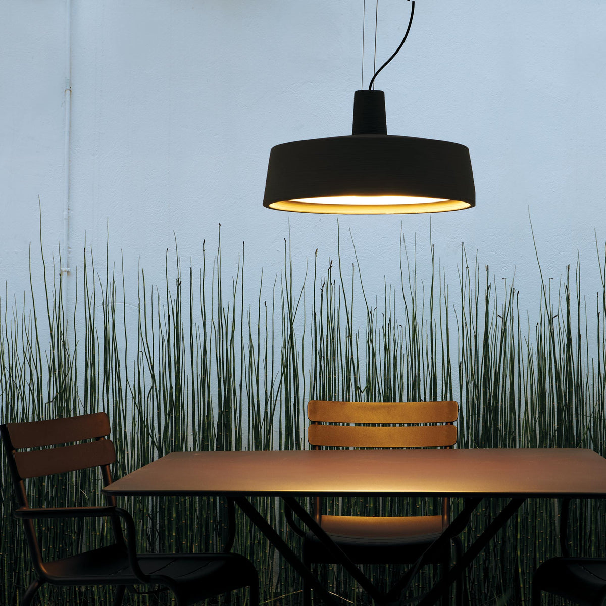 Soho Outdoor Pendant LED Light by Marset, showing soho outdoor pendant led light in live shot.