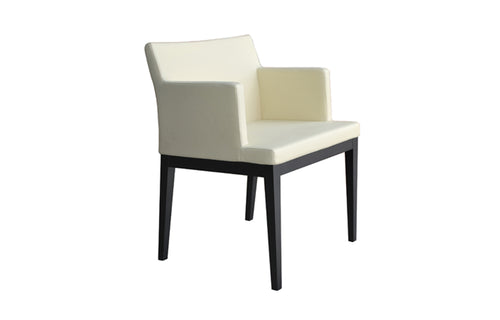 Soho Wood Arm Chair by SohoConcept - Beech Wood Wenge, White Leatherette