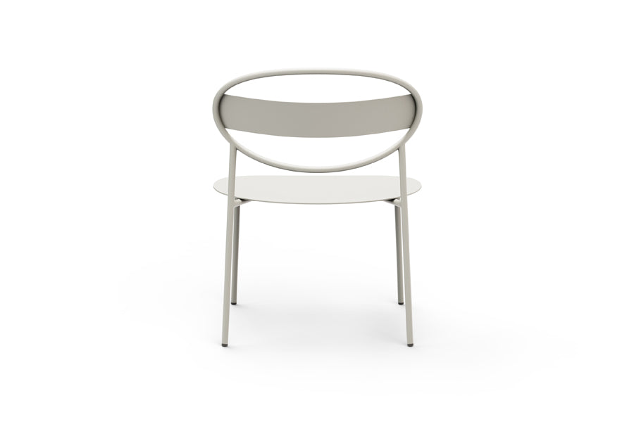 Sole Lounge Chair by B&T, showing back view of sole lounge chair in white galvanized steel.