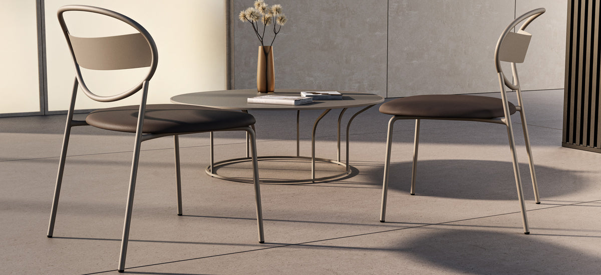 Sole Lounge Chair by B&T, showing sole lounge chairs in live shot.