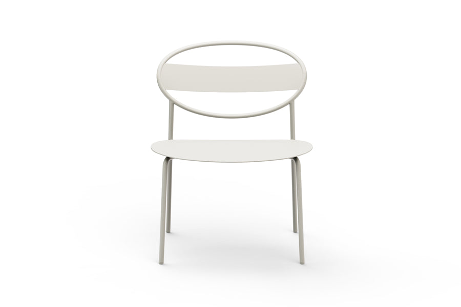 Sole Lounge Chair by B&T, showing front view of sole lounge chair in white galvanized steel.