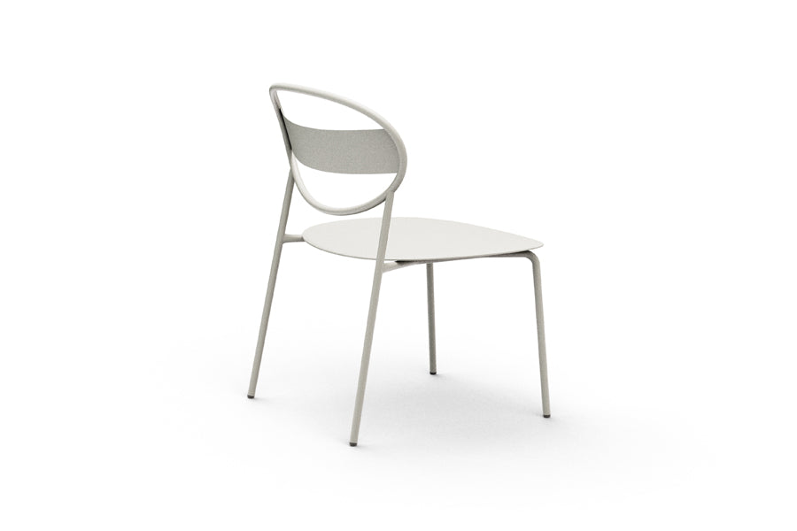 Sole Lounge Chair by B&T, showing back angle view of sole lounge chair in white galvanized steel.