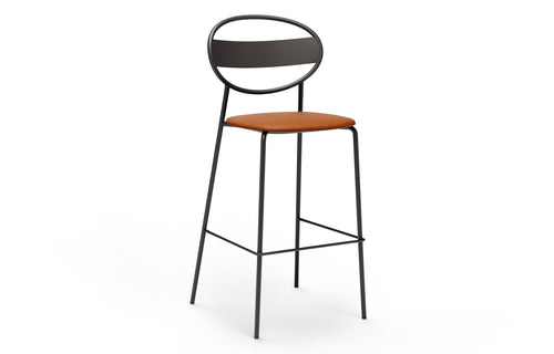 Sole Stools by B&T - Black RAL Steel Frame, Camel New King Eco-Leather.