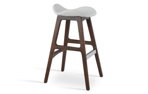 Falcon PR-Wood Stool by SohoConcept - Counter/Bar Stool, Solid Beech Wood Walnut, White PPM-S