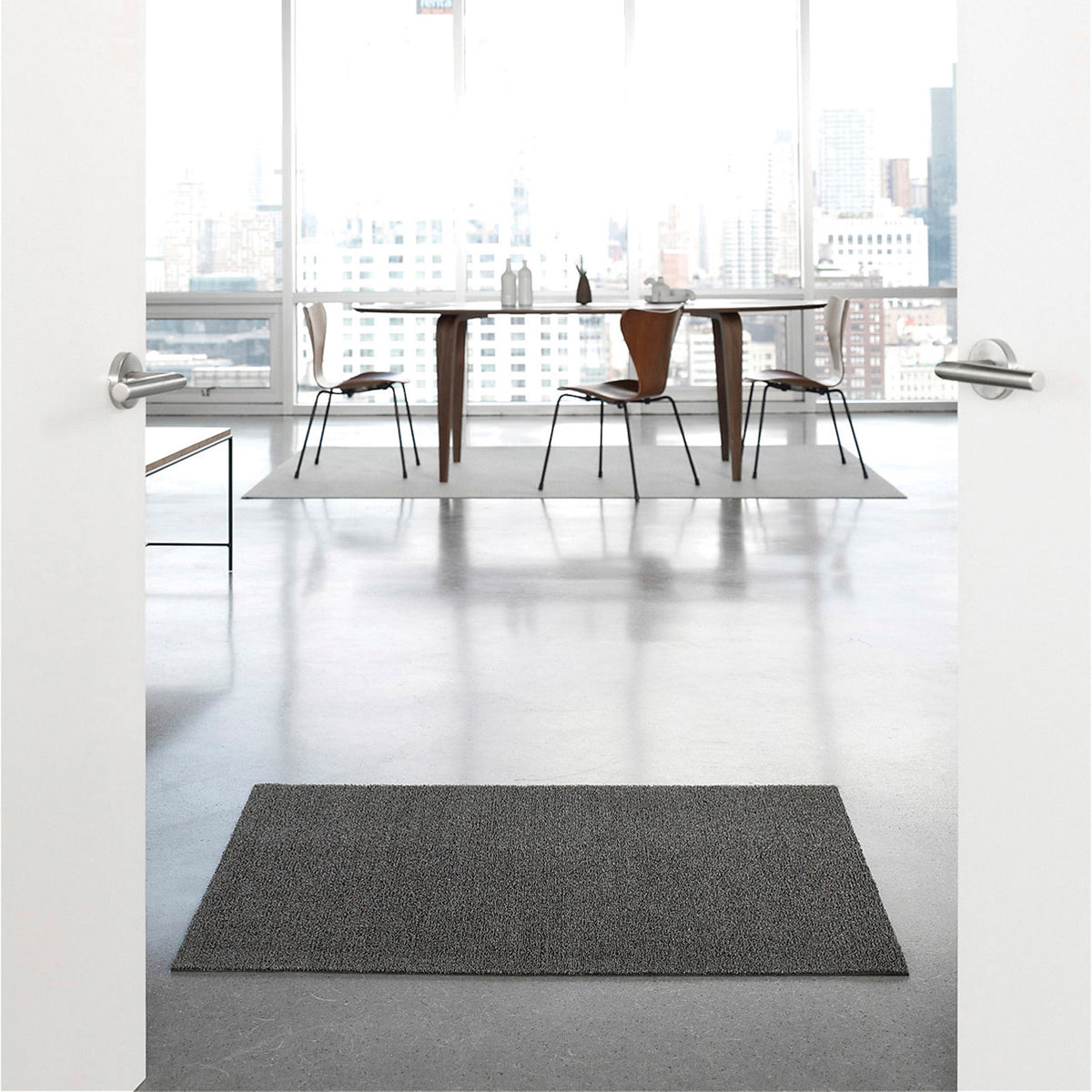 Solid Shag Floor Mat by Chilewich, showing solid shag floor mat in live shot.
