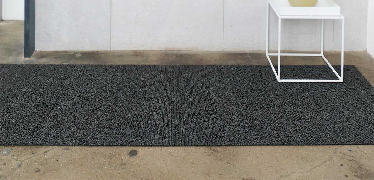 Solid Shag Floor Mat by Chilewich, showing solid shag floor mat in live shot.