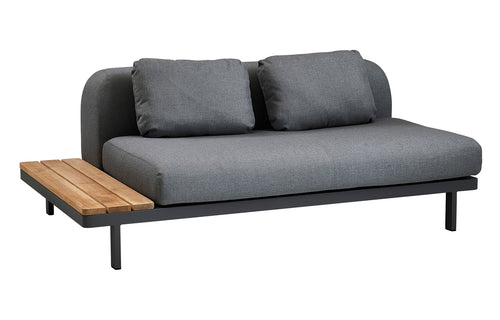Space 2-Seater Module Sofa by Cane-Line - Grey Back Cushion+Teak Side Plate.