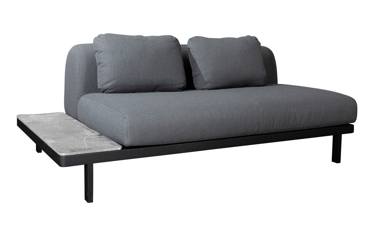 Space 2-Seater Module Sofa by Cane-Line - Grey Back Cushion+Grey Fossil Ceramic Side Plate